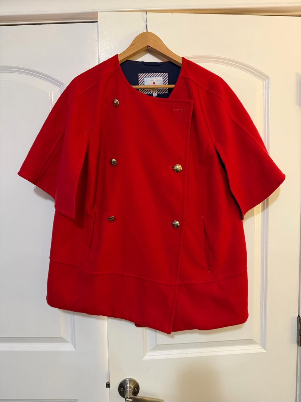 Draper James Red Short-Sleeve Double-Breasted Coatlet